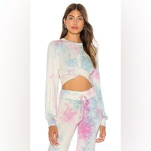 BEACH RIOT Marley Crop Top in Light Tie Dye in Size XS